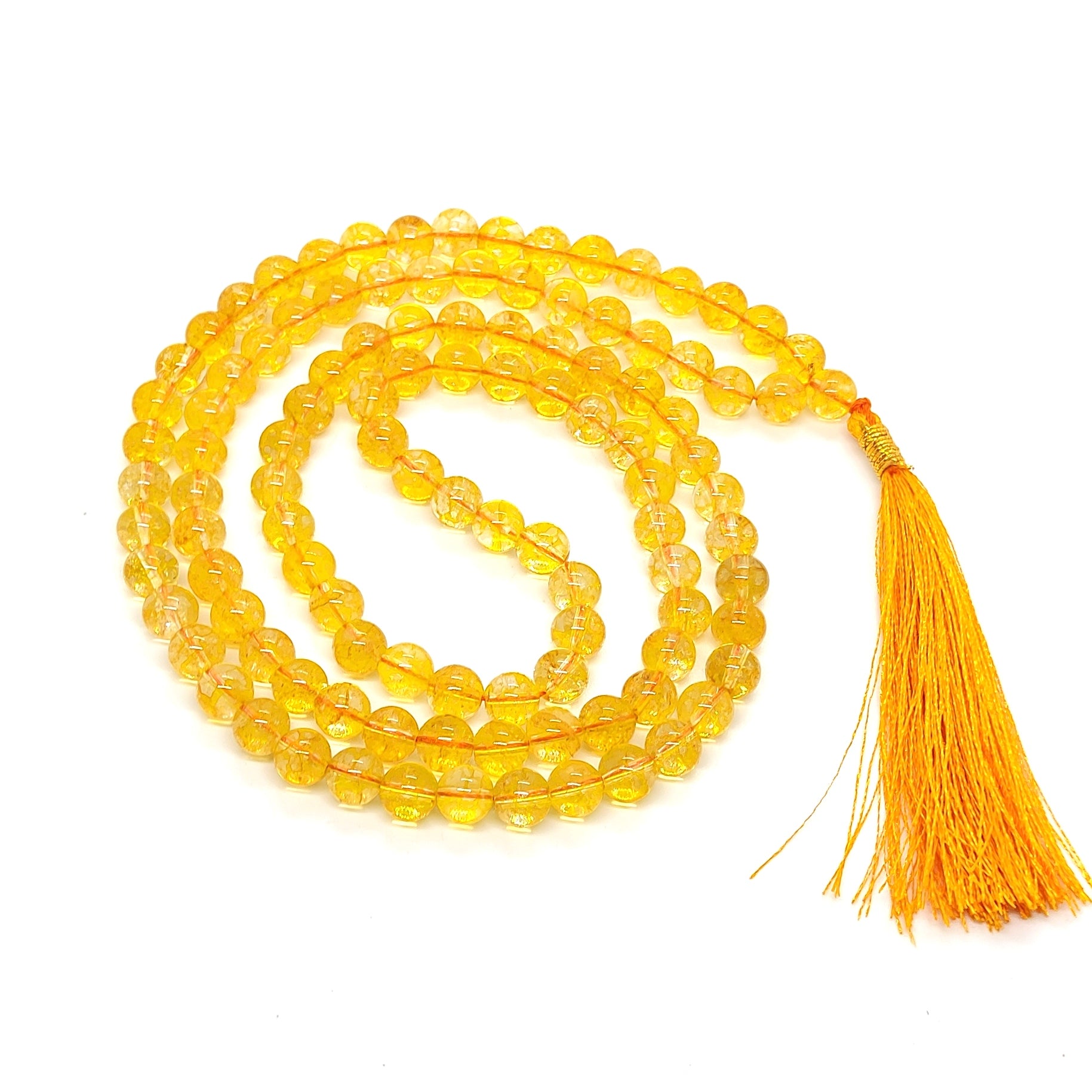 Natural Yellow Citrine 108+1 Jaap Mala | Wealth & Success Stone | Meditation & Pooja Mala With Certified